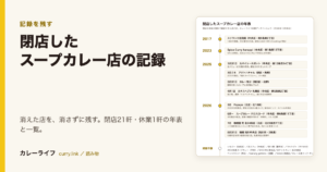 閉店したスープカレー店の記録 ― 消えた店を、消さずに残す